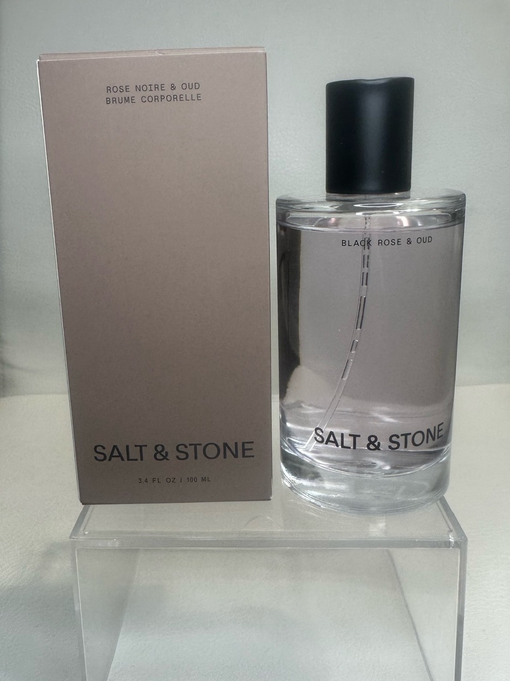 Salt & Stone Black Rose & Oud Body Mist — Soft Pink